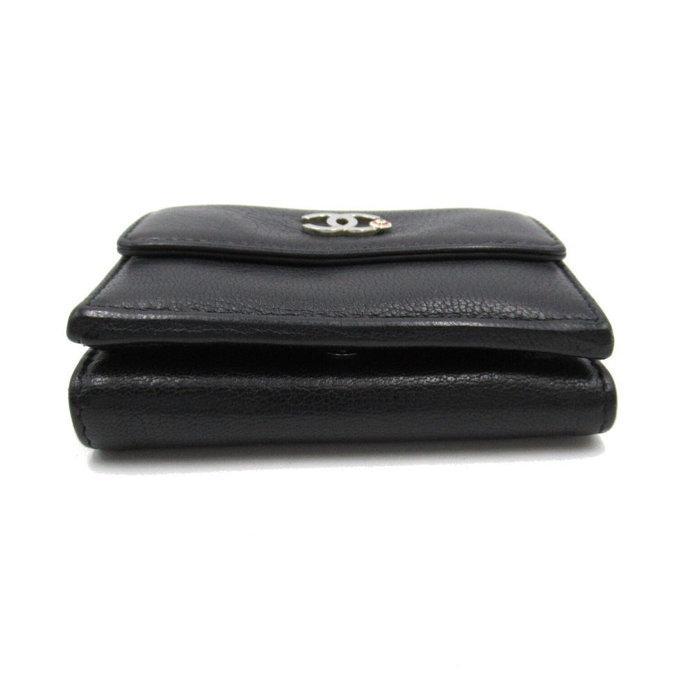 CHANEL Tri-fold Wallet Umbrella Print Black leather - Picture 4 of 10